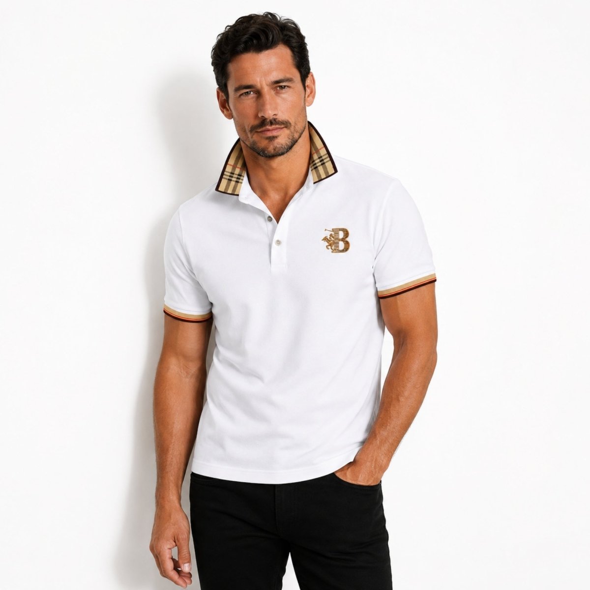 Chance | Men's Elegant Polo Shirt with Check Collar