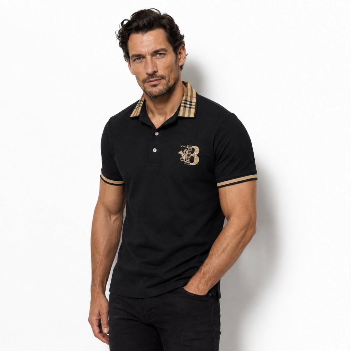 Chance | Men's Elegant Polo Shirt with Check Collar