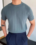 Christian | Men's Casual Ribbed T-Shirt with Short Sleeves