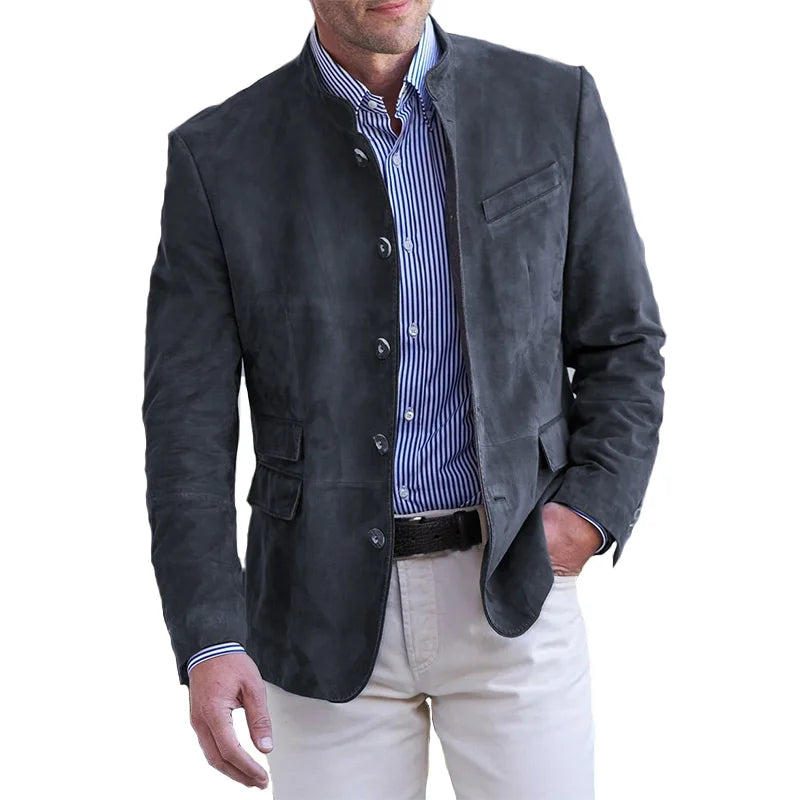 Logan | Men’s Modern Tailored Mandarin Collar Blazer with Button Front