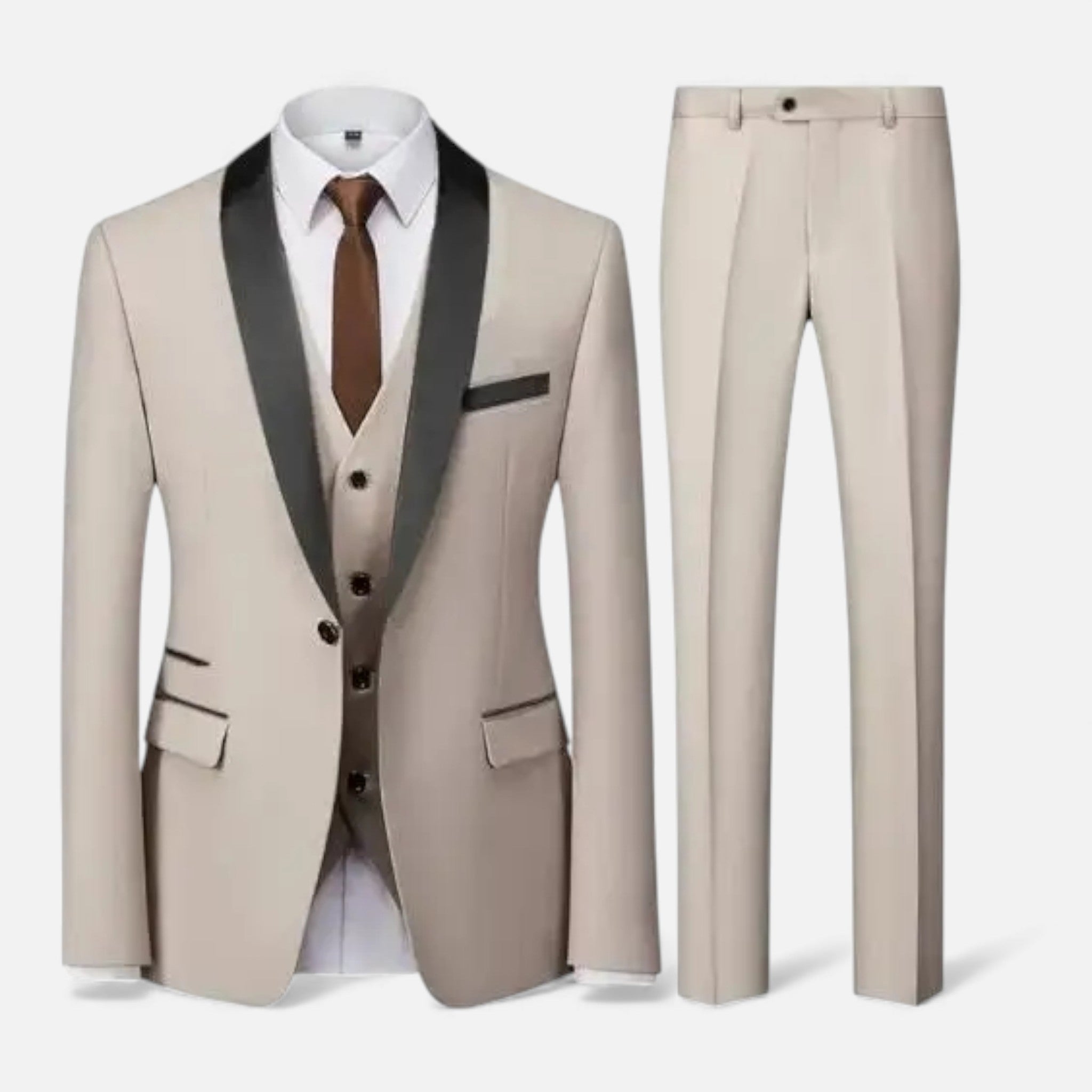 George | Men's Formal Wear Three Piece Suit with Satin Lapel