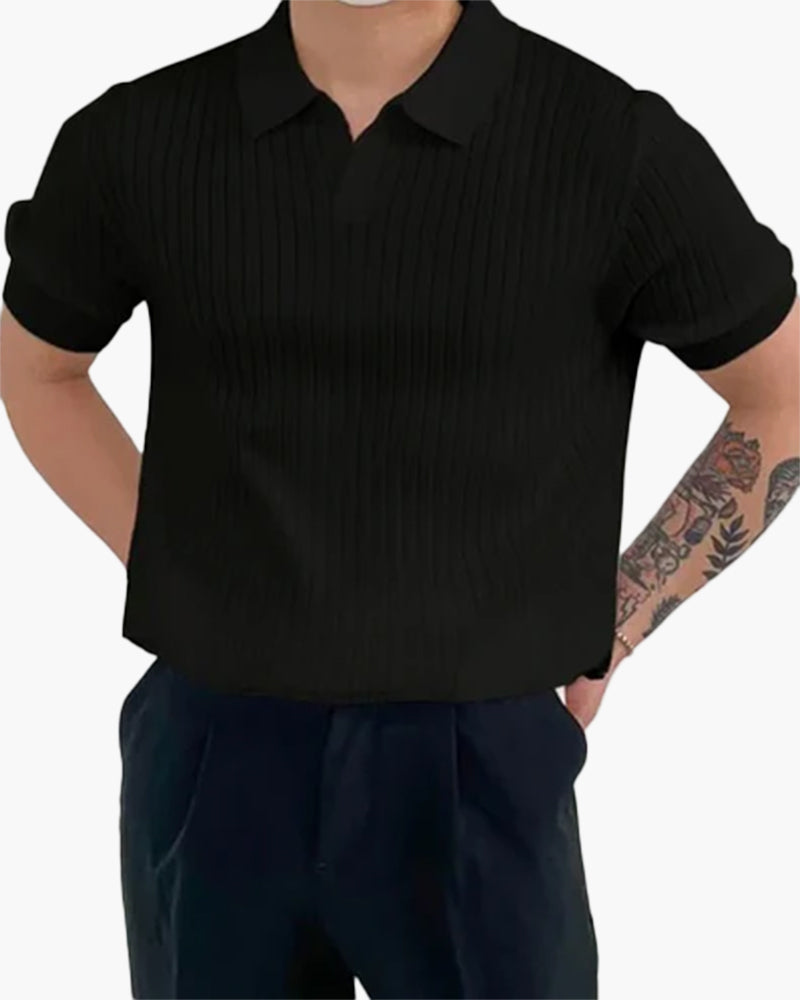 Chase | Men's Casual Ribbed Polo with Collar Detail