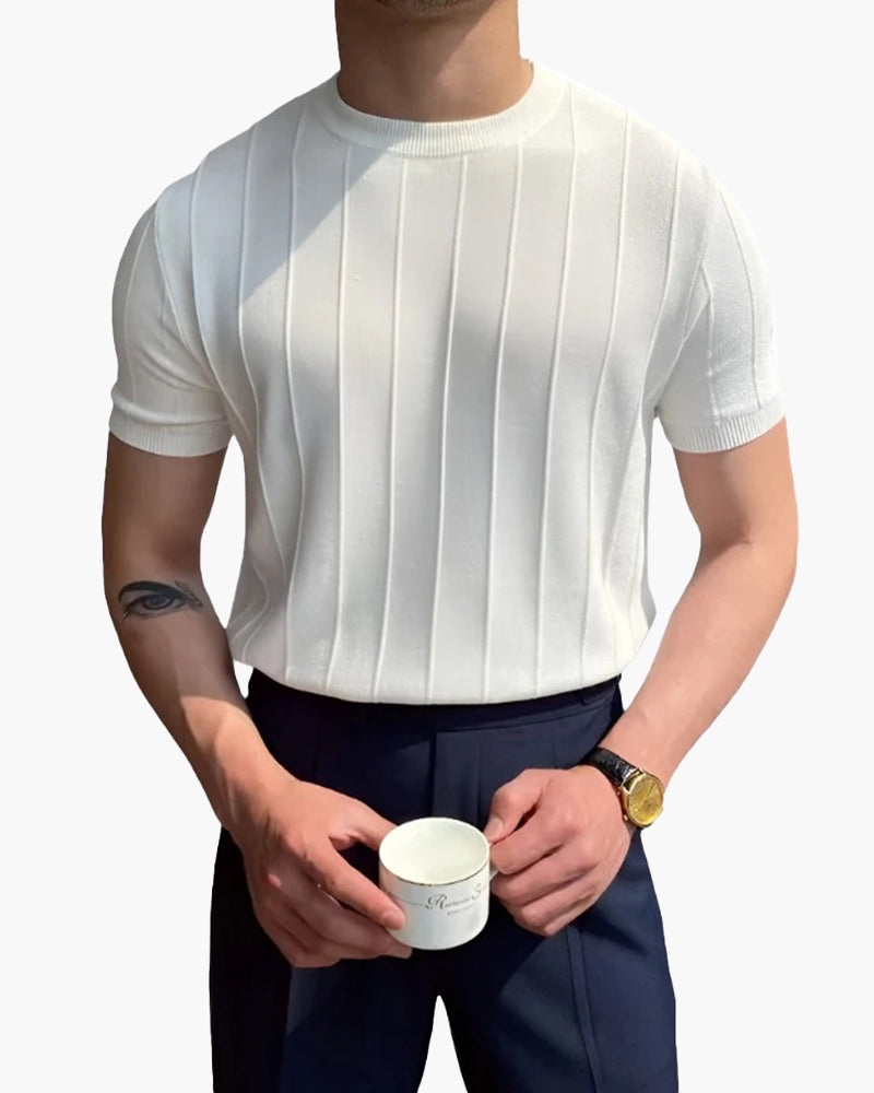 Christian | Men's Casual Ribbed T-Shirt with Short Sleeves