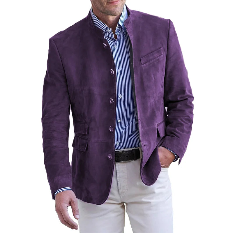Logan | Men’s Modern Tailored Mandarin Collar Blazer with Button Front