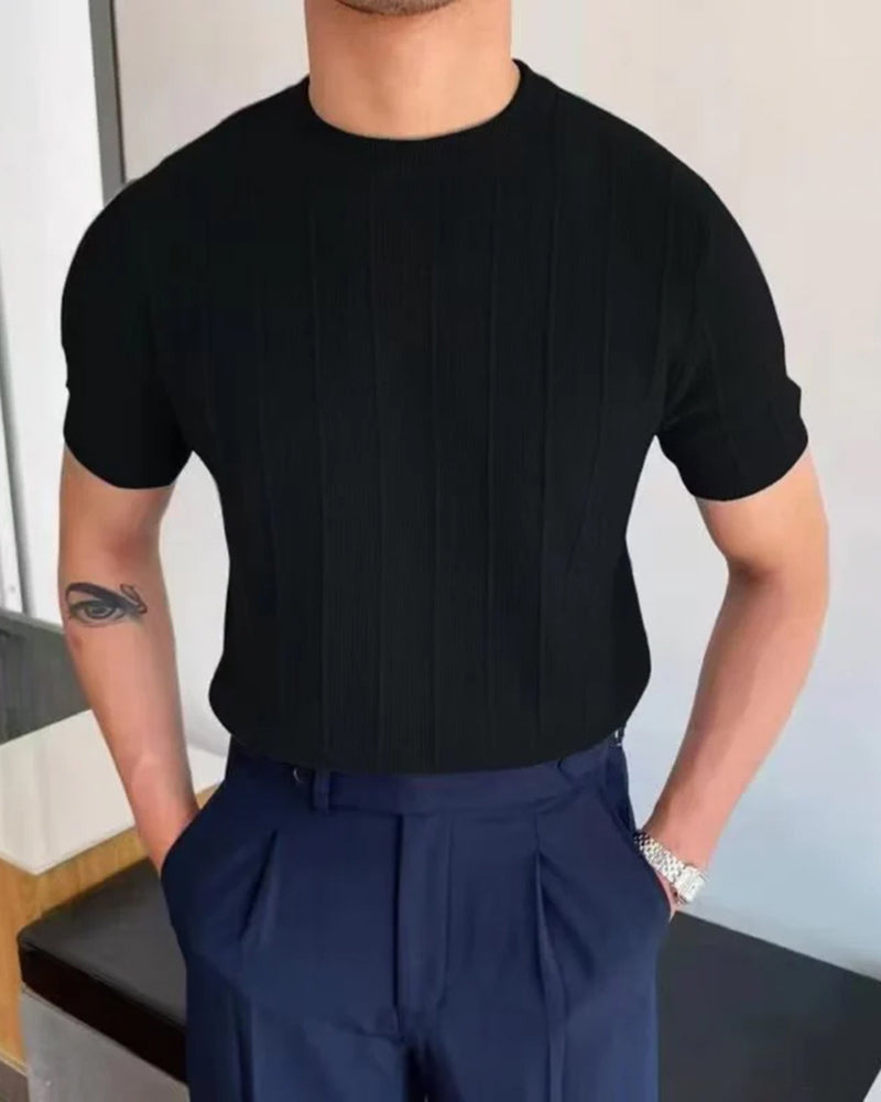 Christian | Men's Casual Ribbed T-Shirt with Short Sleeves
