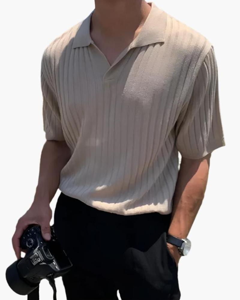 Chase | Men's Casual Ribbed Polo with Collar Detail