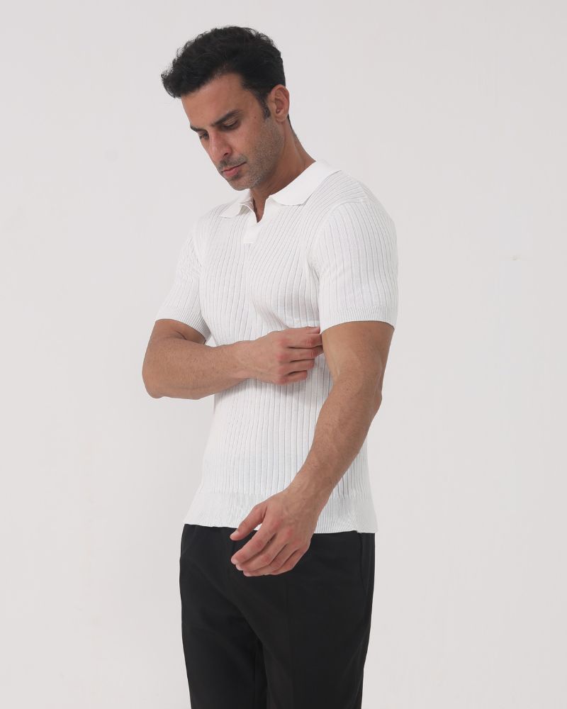 Chase | Men's Casual Ribbed Polo with Collar Detail