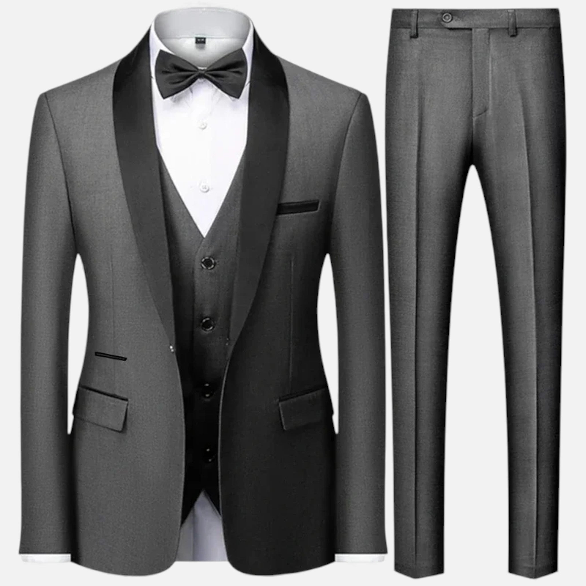 George | Men's Formal Wear Three Piece Suit with Satin Lapel