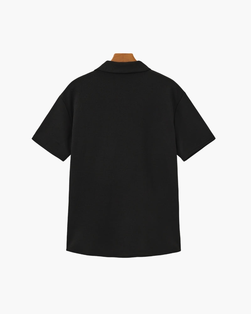 Casey | Men's Casual Short Sleeve Shirt & Pants Two-Piece Set with V-Neck
