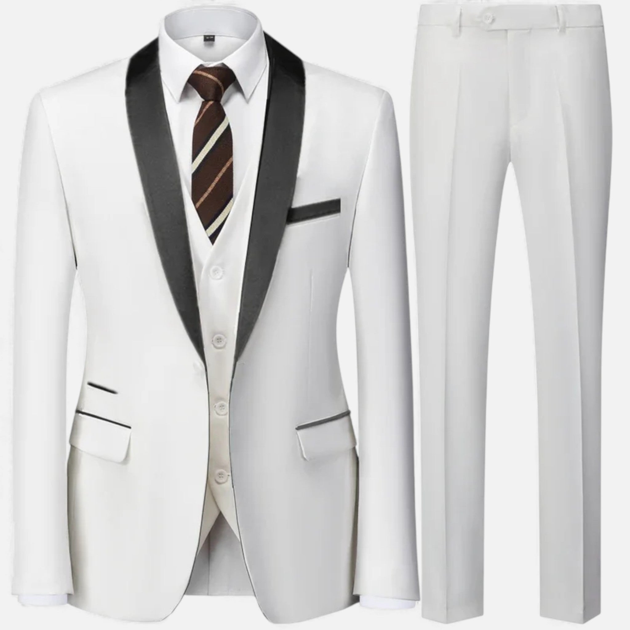 George | Men's Formal Wear Three Piece Suit with Satin Lapel