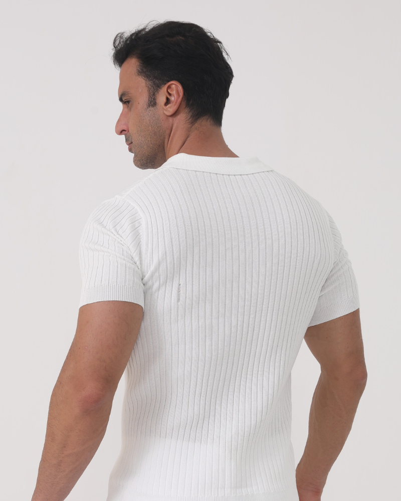 Chase | Men's Casual Ribbed Polo with Collar Detail