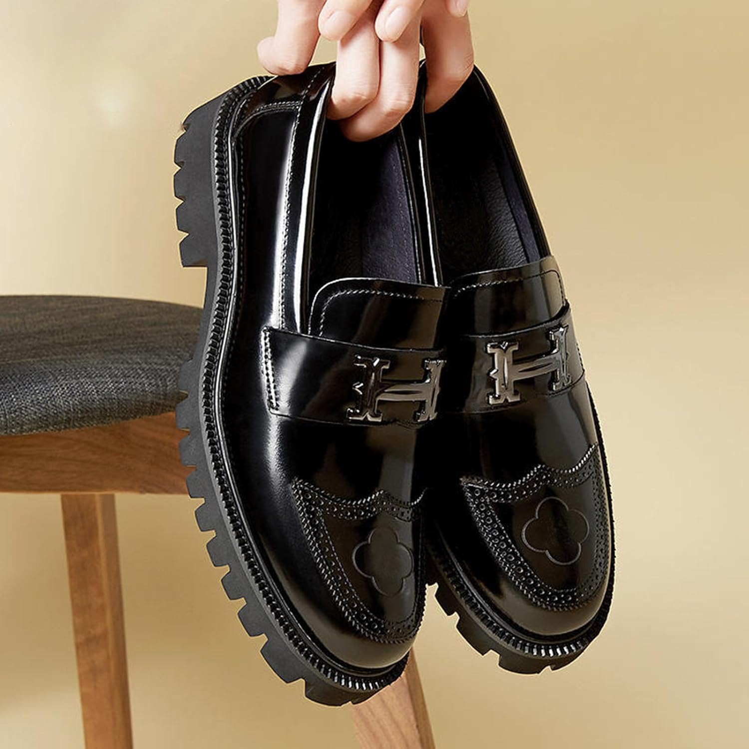 Kayden | Men's Modern Platform Loafers with Metal Bit Detail