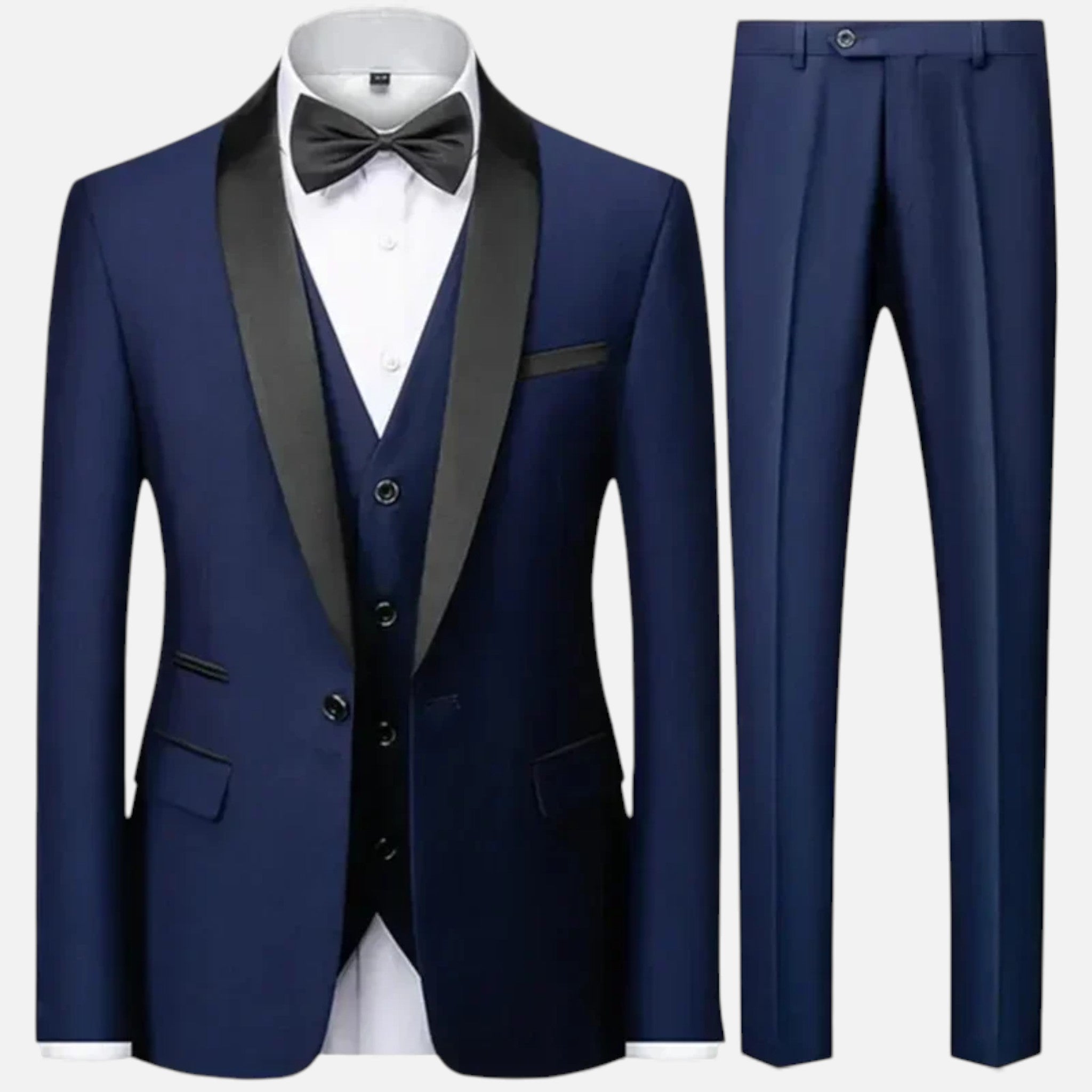 George | Men's Formal Wear Three Piece Suit with Satin Lapel