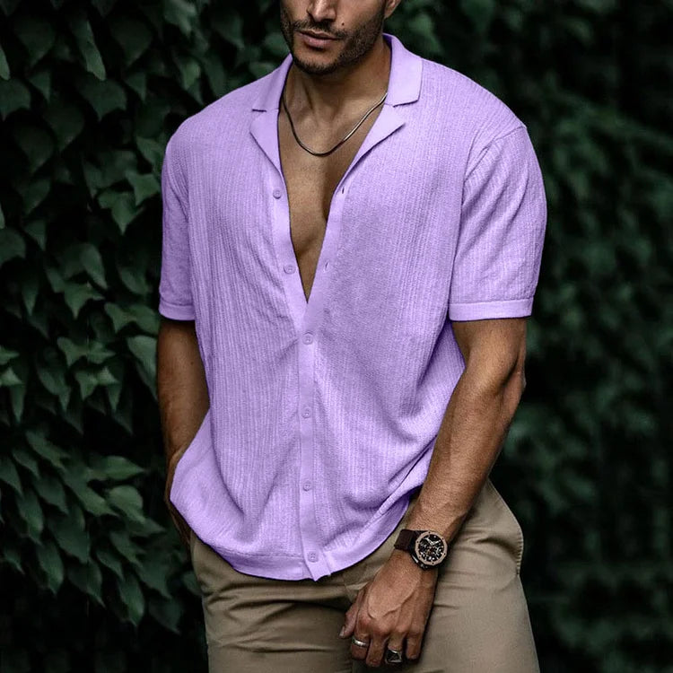 Preston | Men’s Summer Casual Short Sleeve Button-Up Shirt with Camp Collar