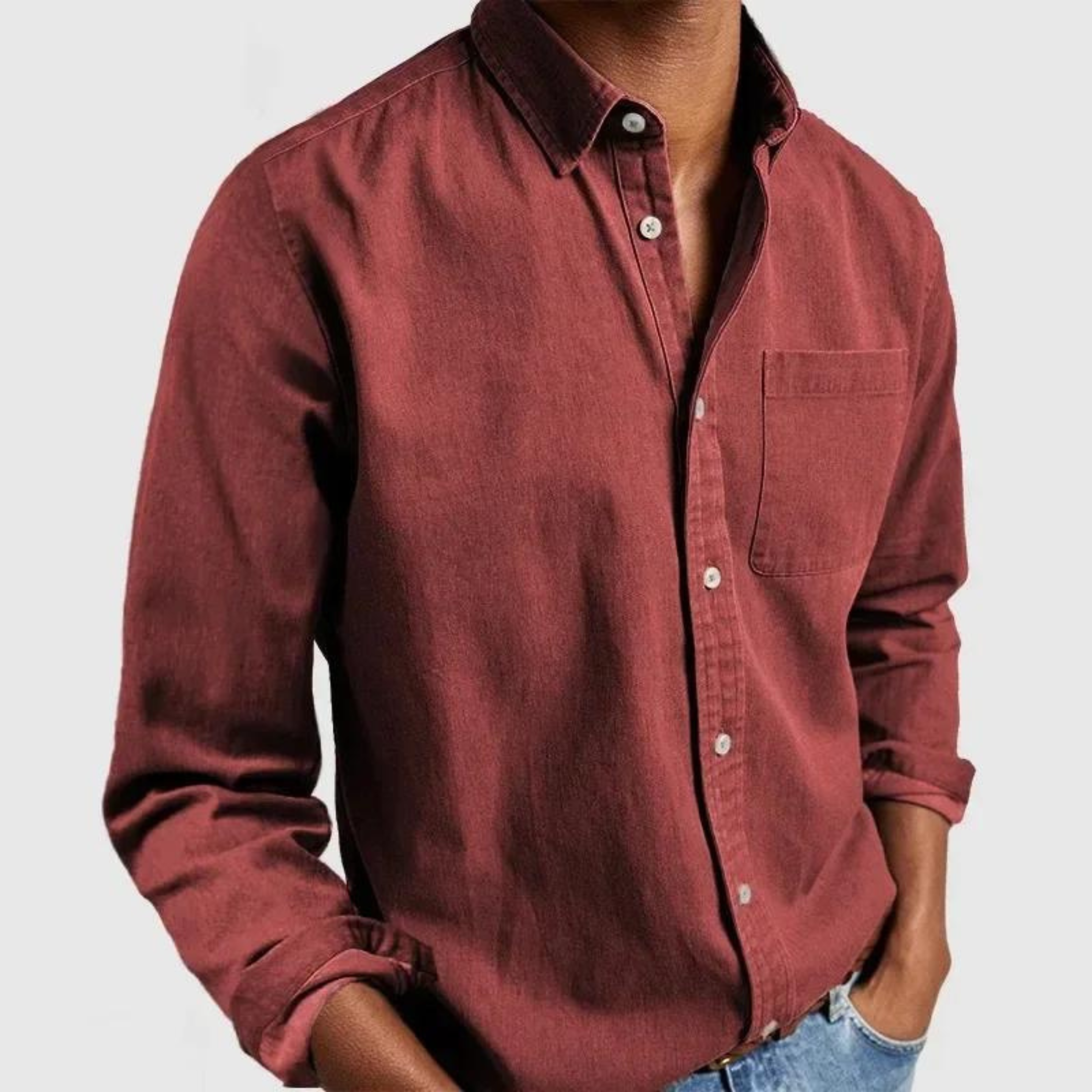 Samuel | Men’s Relaxed Long Sleeve Shirt with Button Front