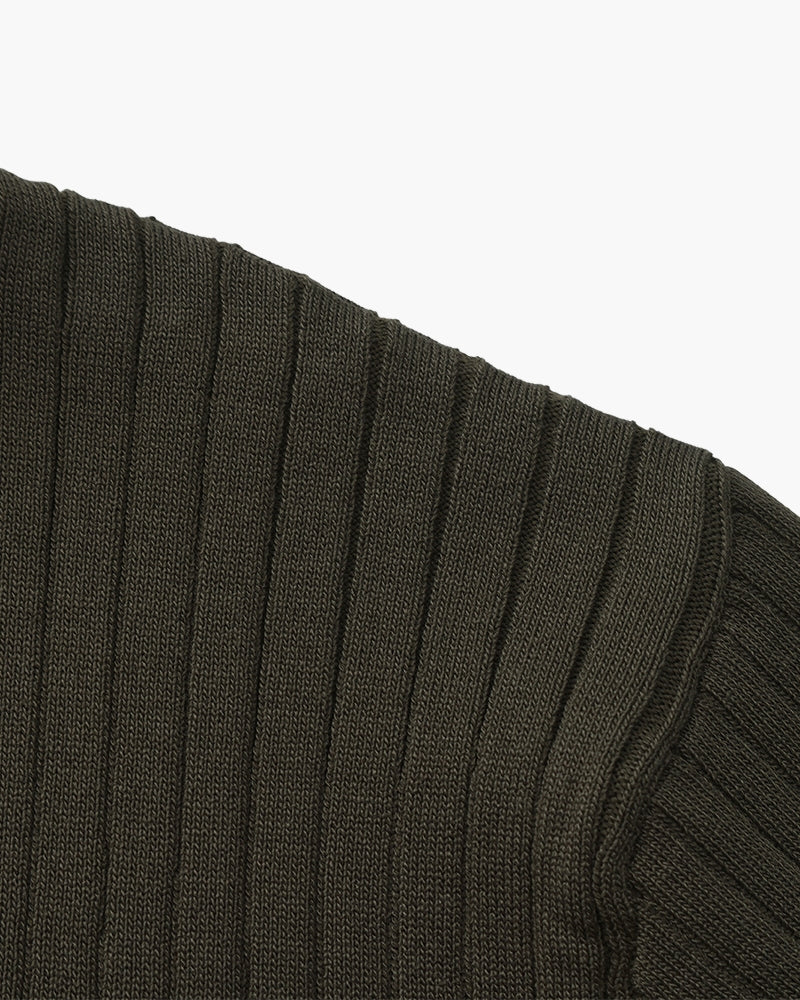 Christopher | Men's Casual Ribbed Knit Polo with Open Collar
