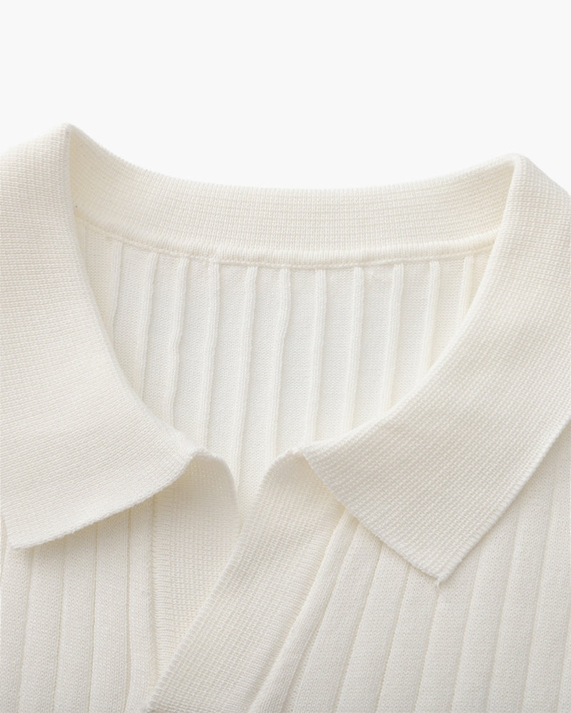Christopher | Men's Casual Ribbed Knit Polo with Open Collar