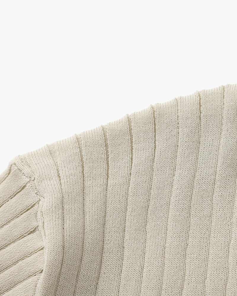 Christopher | Men's Casual Ribbed Knit Polo with Open Collar