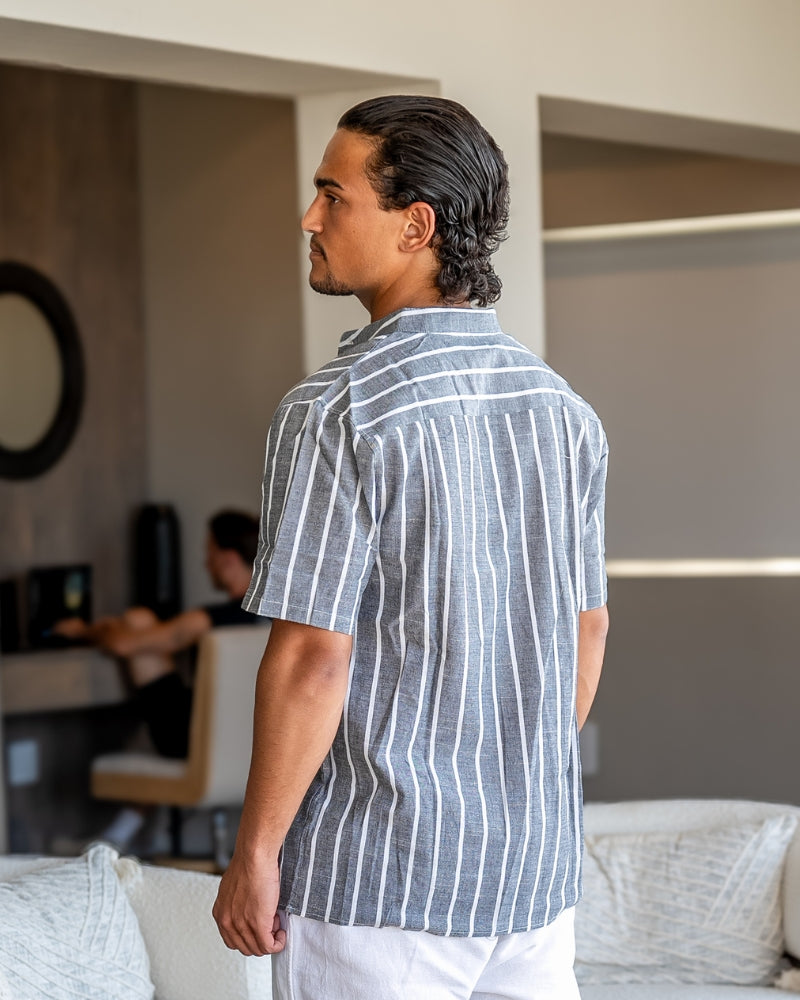 Tyler | Men's Classic Sailor Striped Polo with Open Collar
