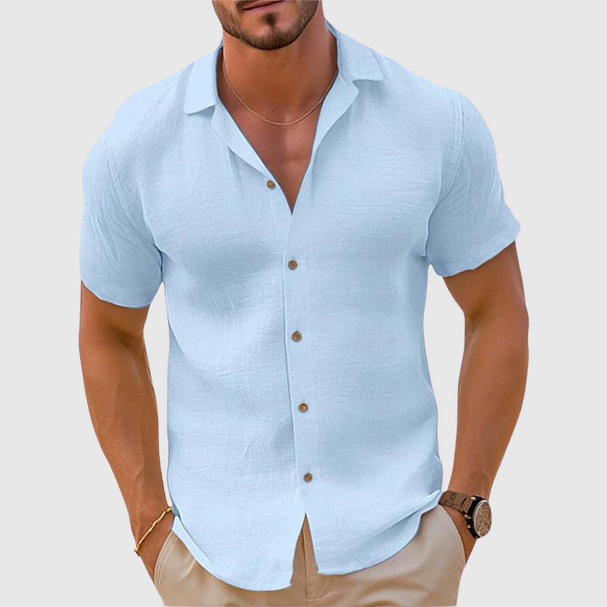 Theodore | Men's Relaxed Button Up Shirt with Camp Collar