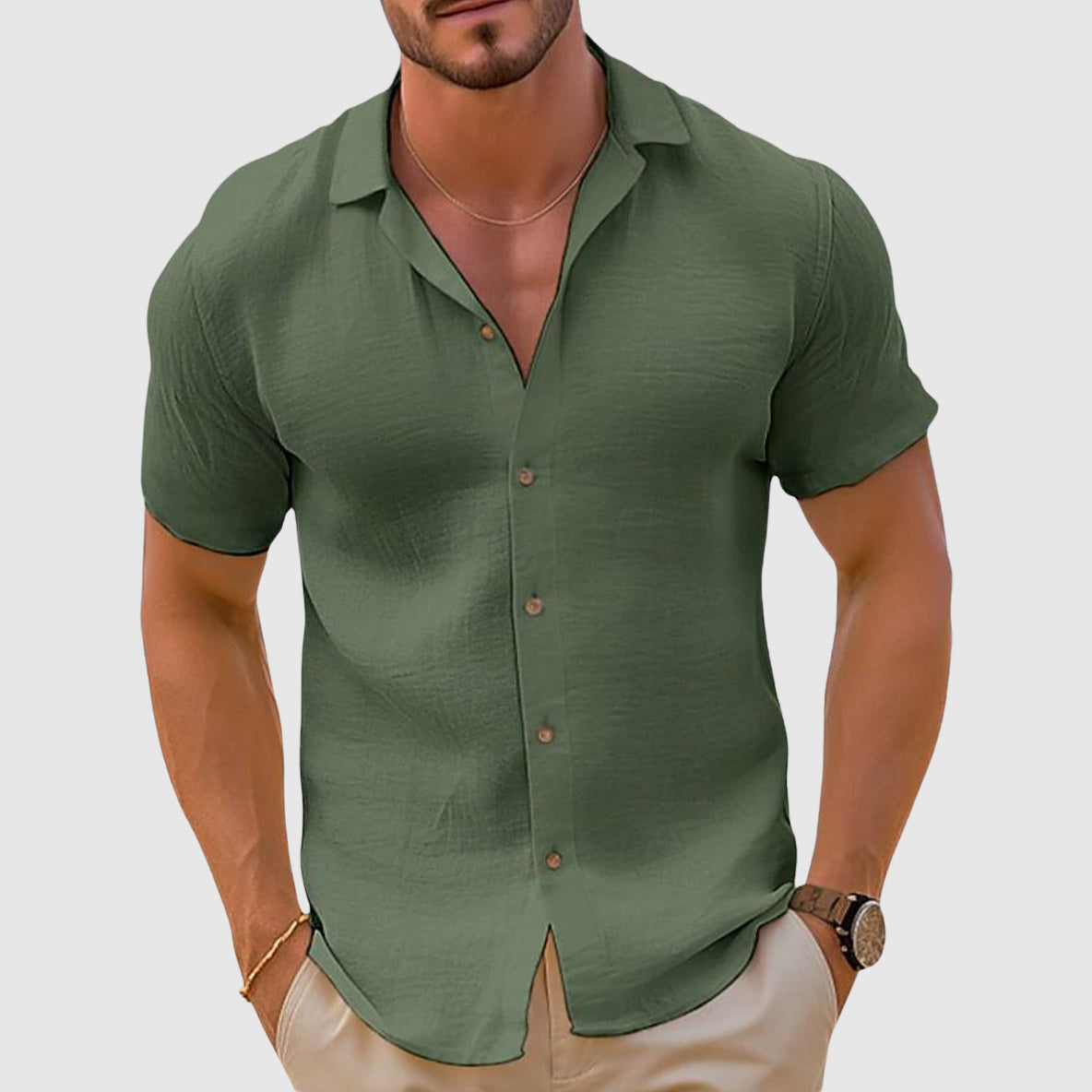 Theodore | Men's Relaxed Button Up Shirt with Camp Collar
