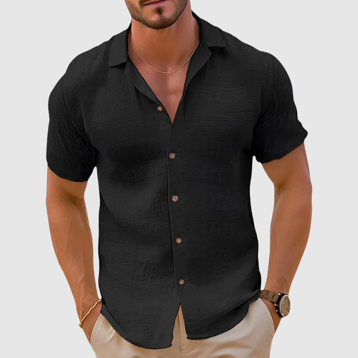 Theodore | Men's Relaxed Button Up Shirt with Camp Collar