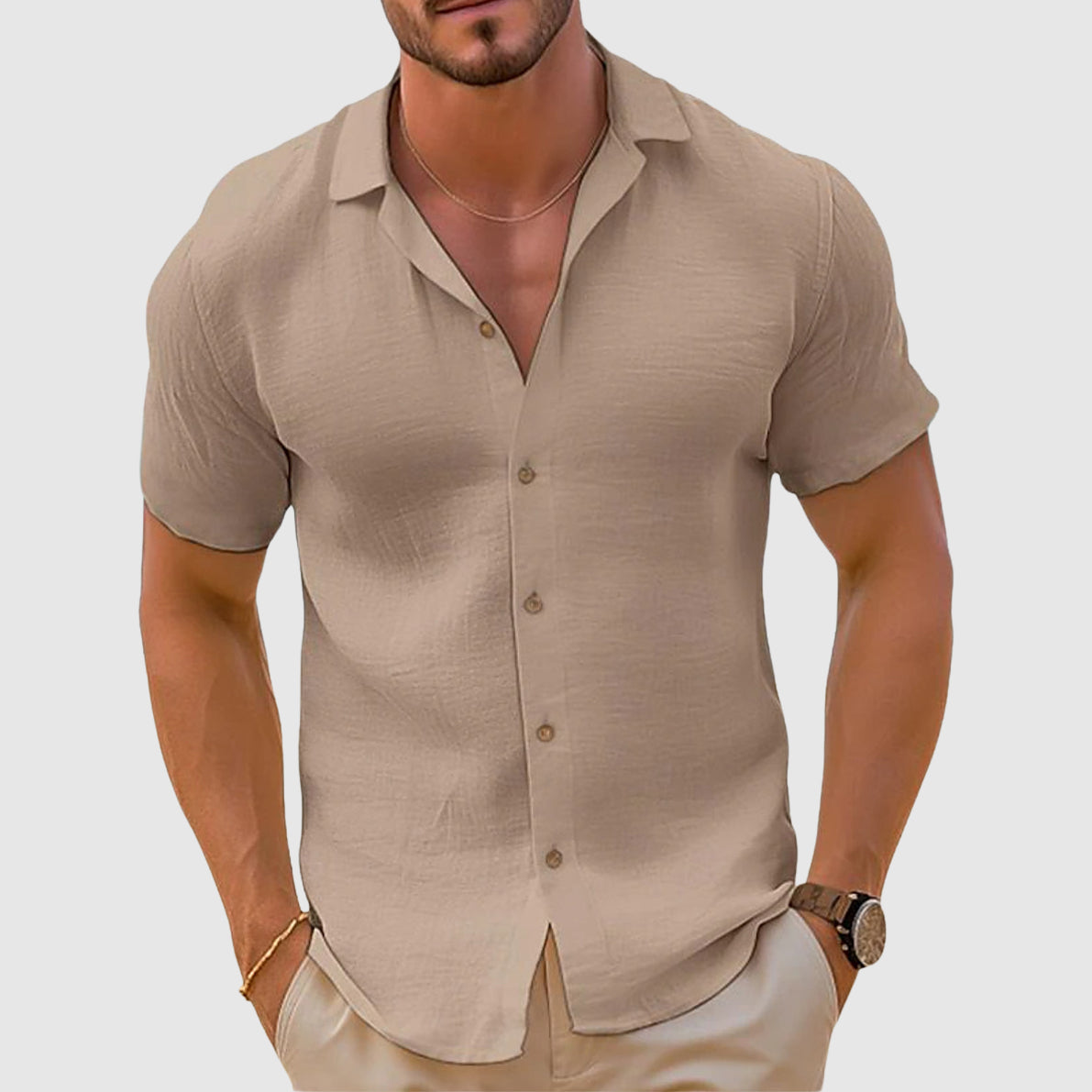 Theodore | Men's Relaxed Button Up Shirt with Camp Collar
