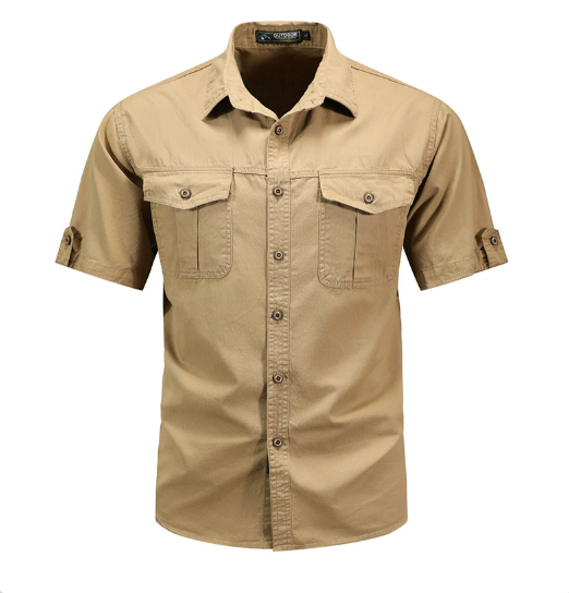 Aaron | Men's Casual Cargo Button Up Shirt with Flap Pockets