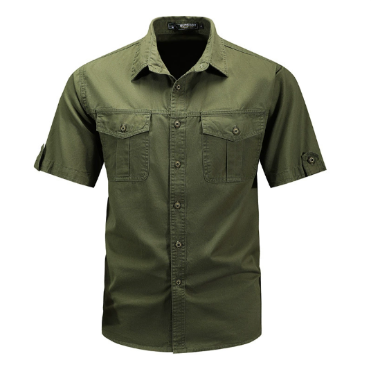 Aaron | Men's Casual Cargo Button Up Shirt with Flap Pockets