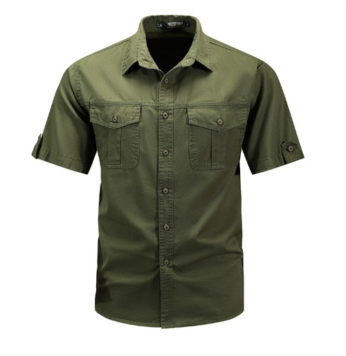 Aaron | Men's Casual Cargo Button Up Shirt with Flap Pockets