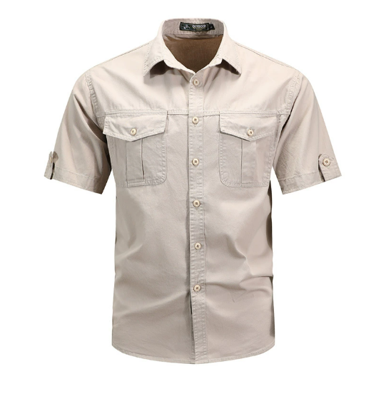 Aaron | Men's Casual Cargo Button Up Shirt with Flap Pockets