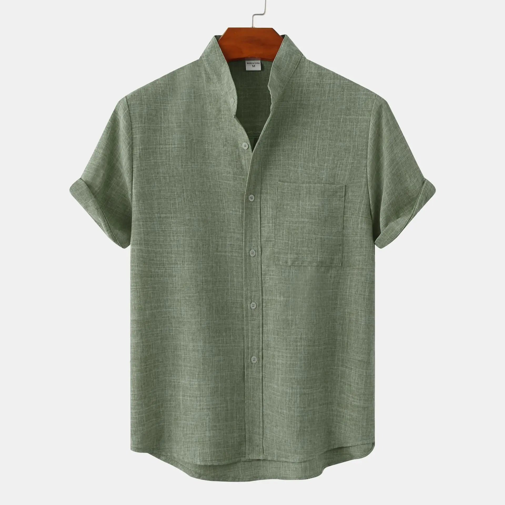 Bruce | Men's Summer Shirt with Collarless Design