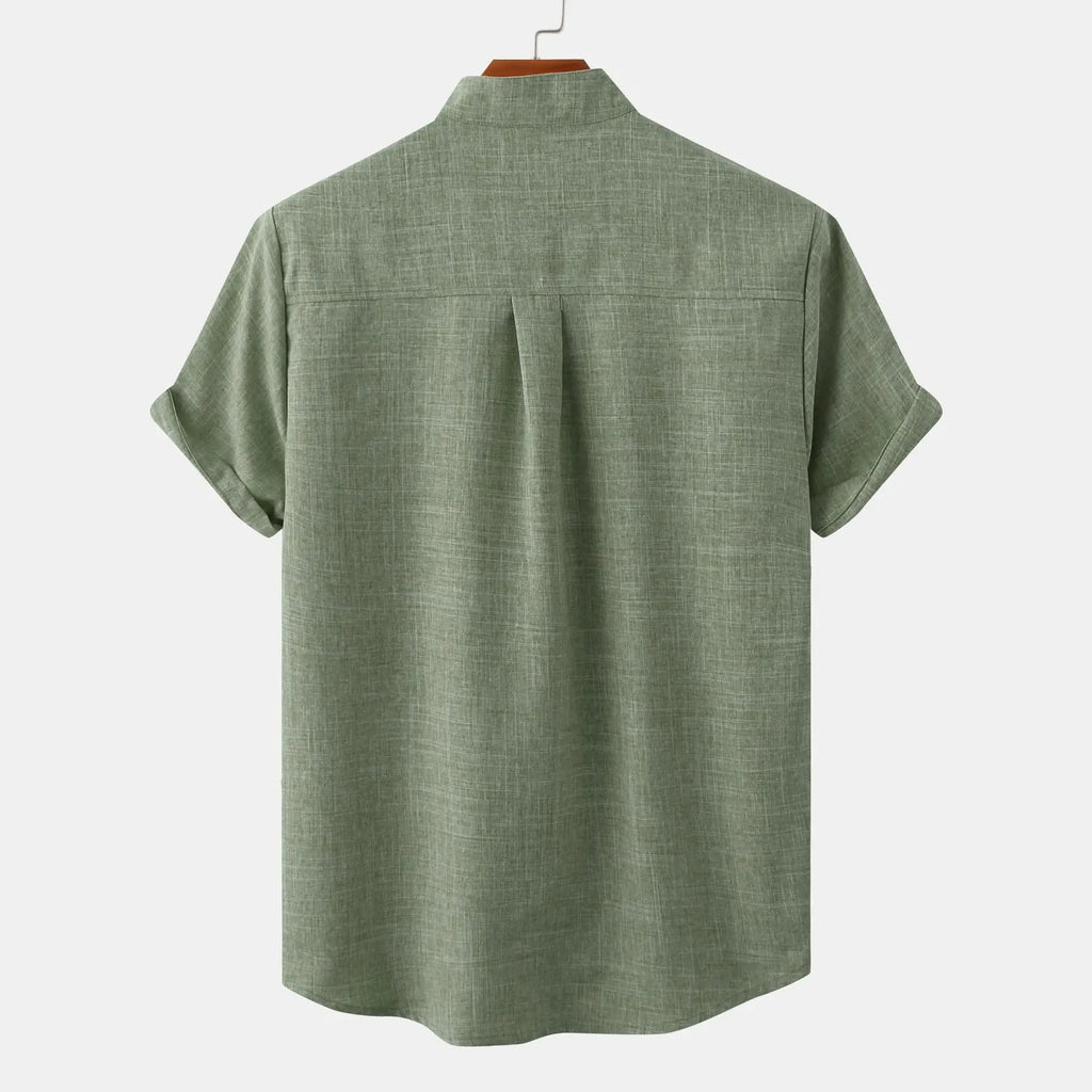 Bruce | Men's Summer Shirt with Collarless Design
