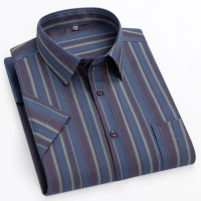 Cole | Men's Summer Striped Short Sleeve Shirt with Pocket