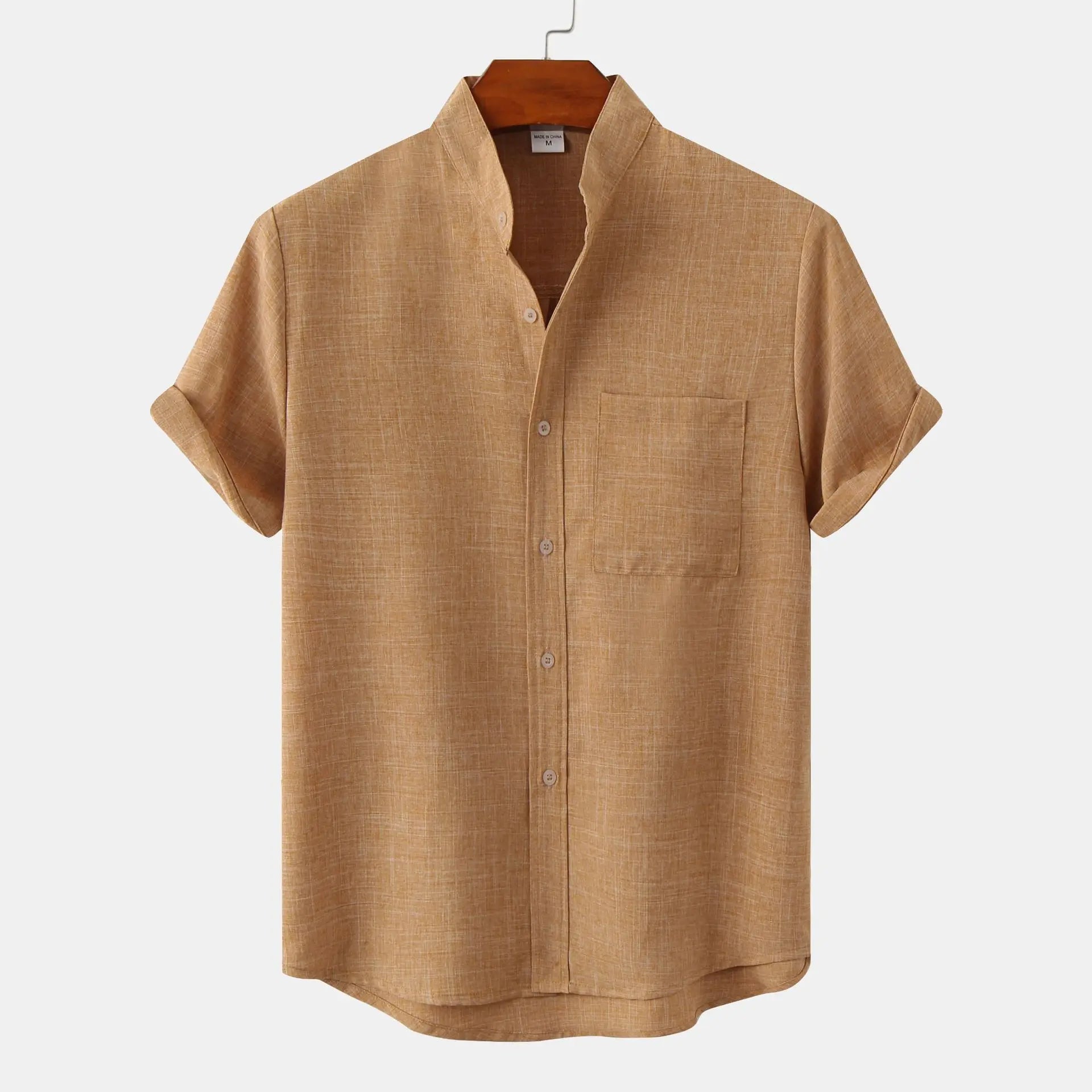 Bruce | Men's Summer Shirt with Collarless Design