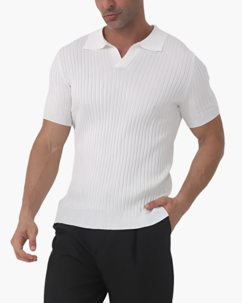 Chase | Men's Casual Ribbed Polo with Collar Detail