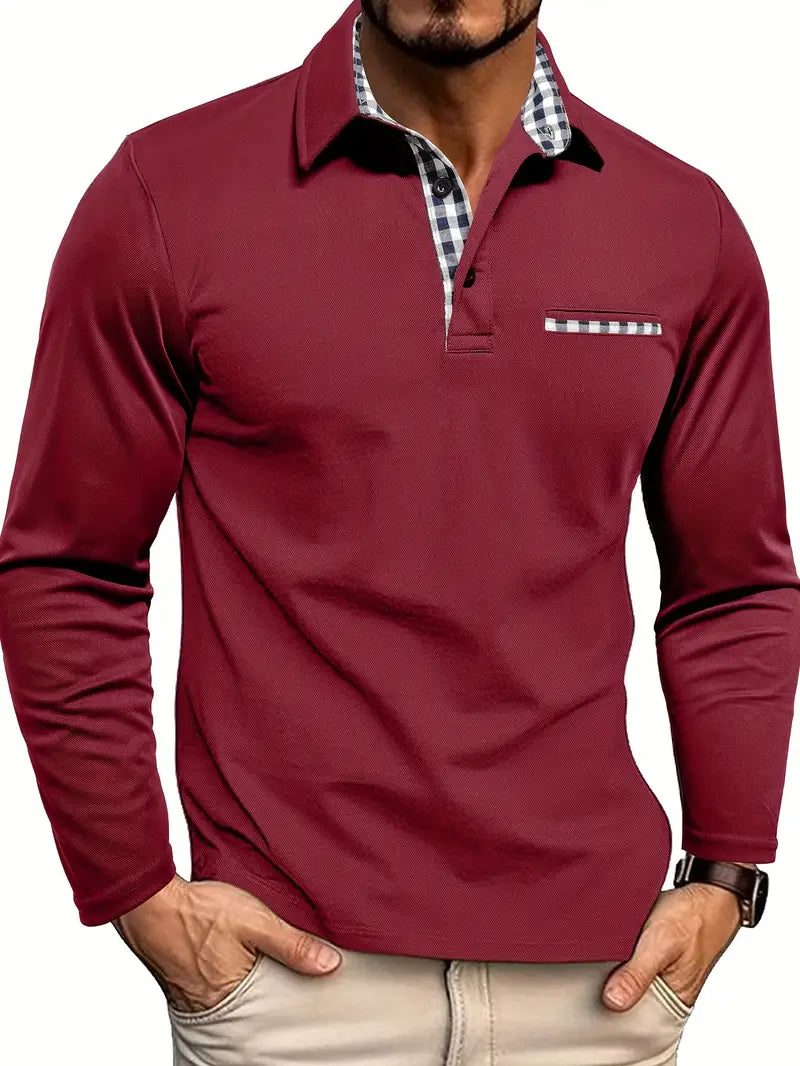 Jonathan | Men's Classic Long Sleeve Polo with Contrast Collar