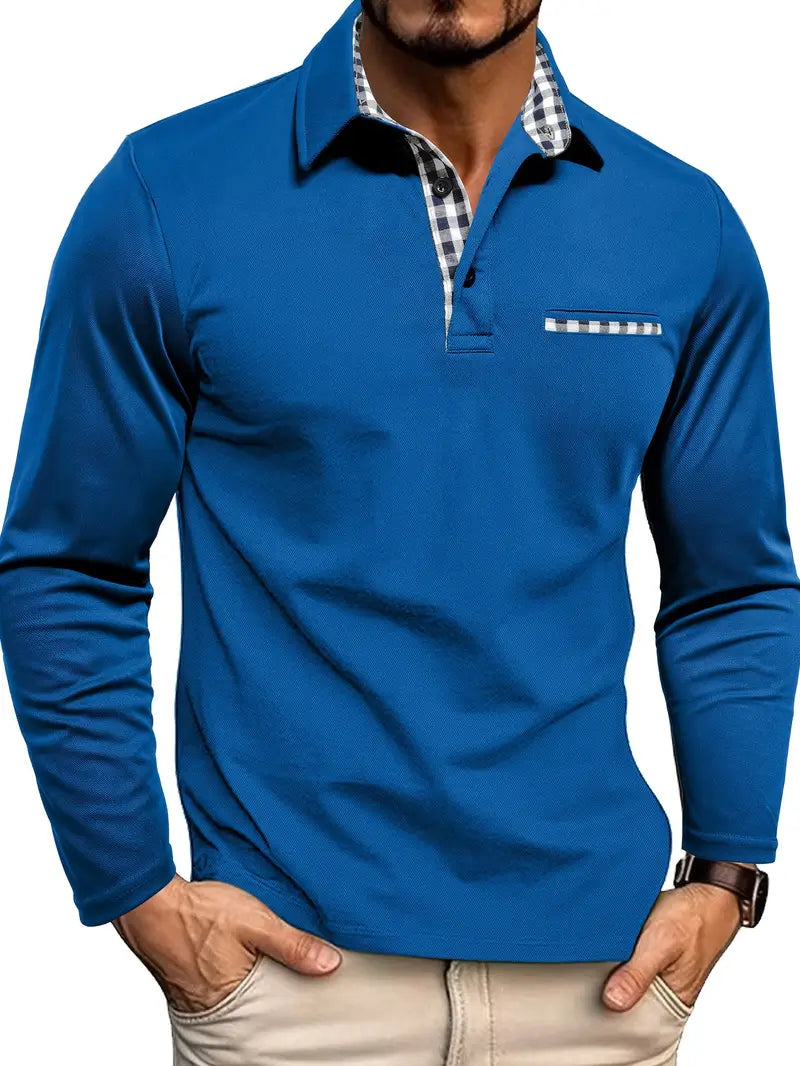 Jonathan | Men's Classic Long Sleeve Polo with Contrast Collar