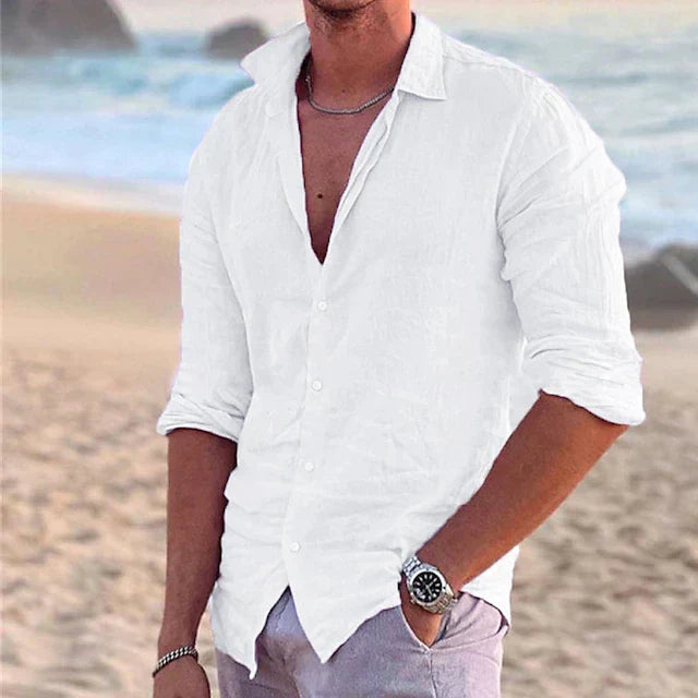 Levi | Men’s Classic Button-Up Linen Shirt with Button Front