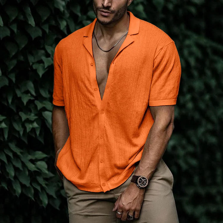 Preston | Men’s Summer Casual Short Sleeve Button-Up Shirt with Camp Collar