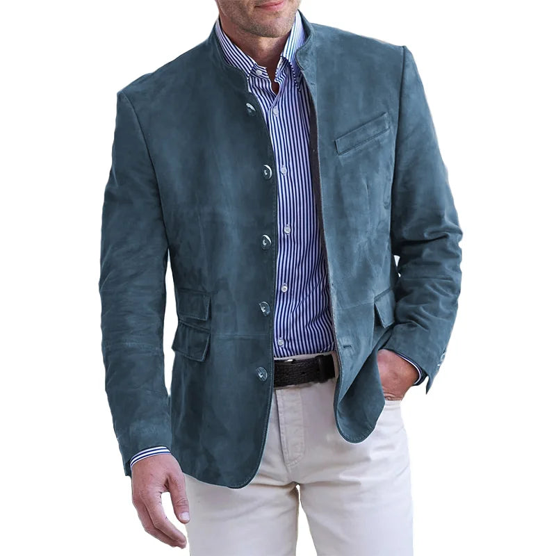 Logan | Men’s Modern Tailored Mandarin Collar Blazer with Button Front