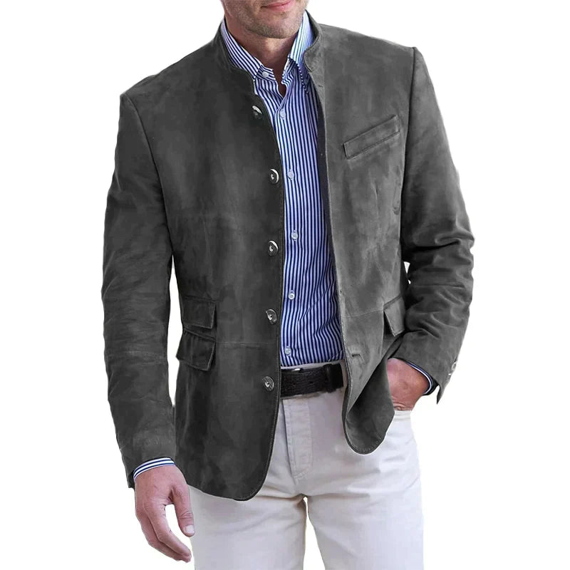 Logan | Men’s Modern Tailored Mandarin Collar Blazer with Button Front