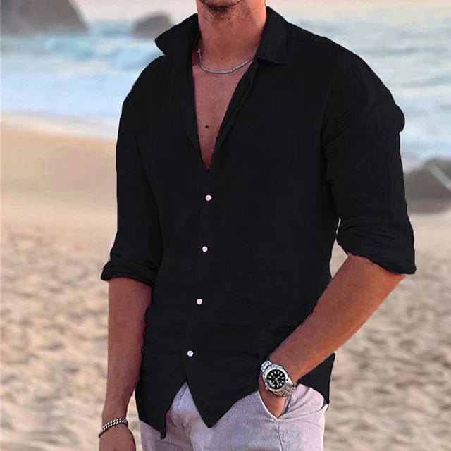 Levi | Men’s Classic Button-Up Linen Shirt with Button Front