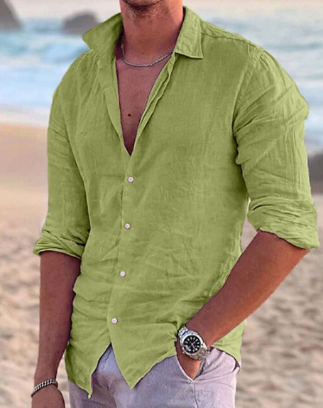 Levi | Men’s Classic Button-Up Linen Shirt with Button Front