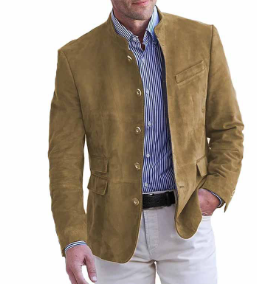 Logan | Men’s Modern Tailored Mandarin Collar Blazer with Button Front