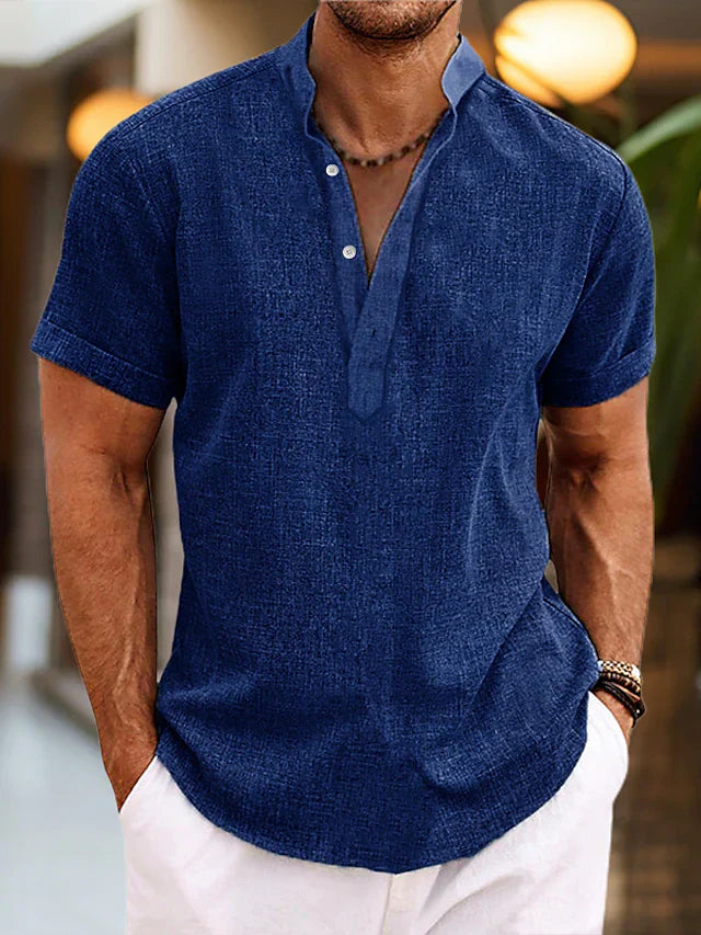 Landon | Men’s Summer Henley Short Sleeve Shirt with Button Placket