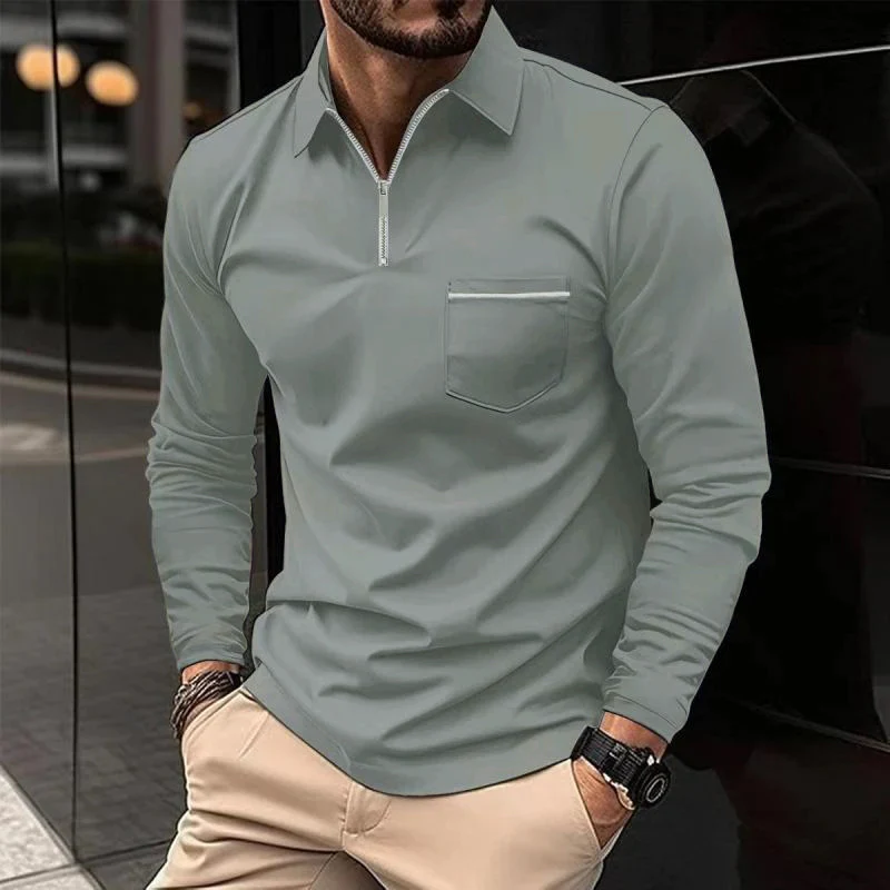 Jeremiah | Men's Modern Long Sleeve Polo with Chest Pocket