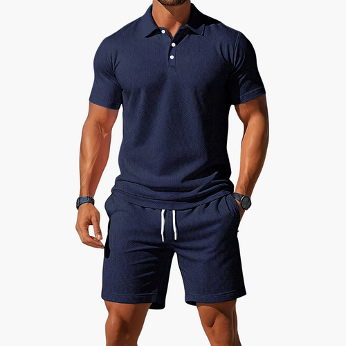Austin | Men’s Casual Polo Two Piece Summer Set with Drawstring Shorts