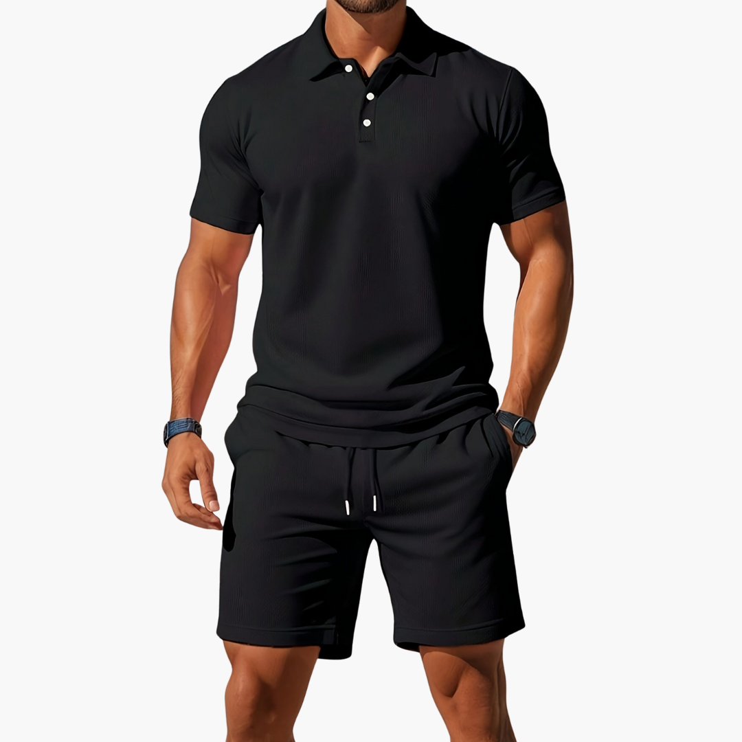 Austin | Men’s Casual Polo Two Piece Summer Set with Drawstring Shorts