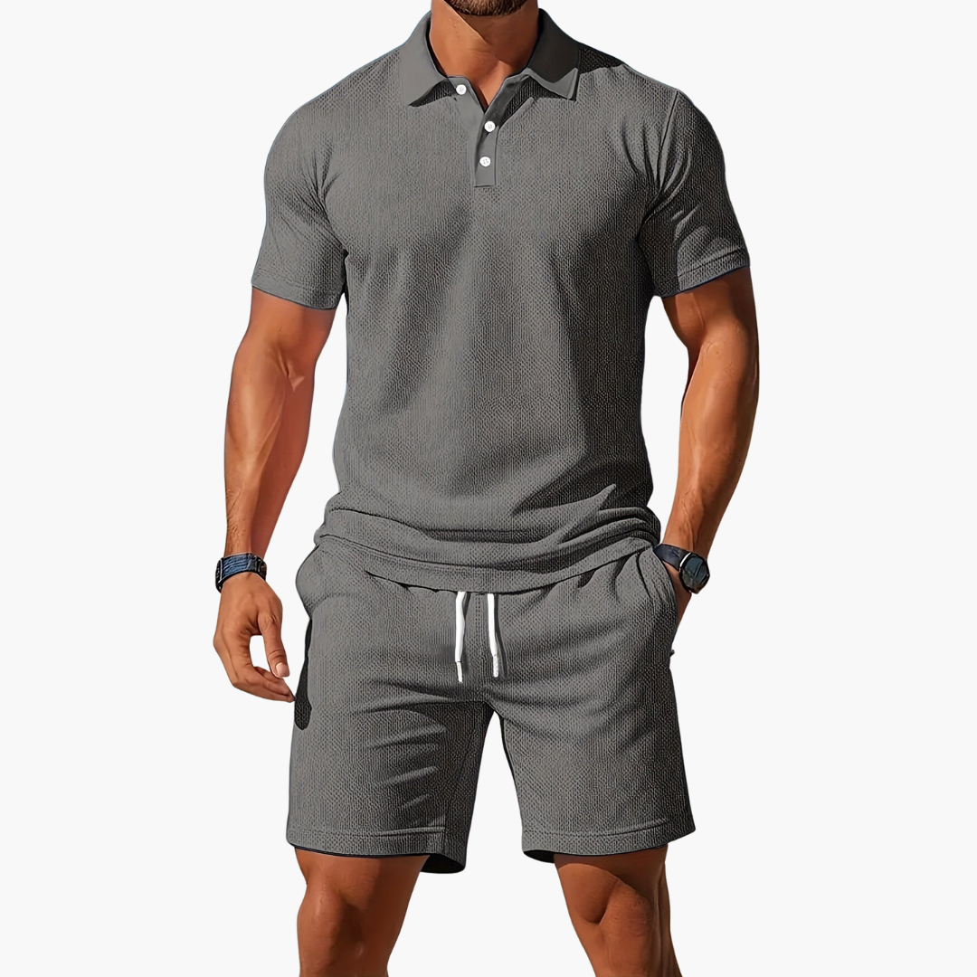 Austin | Men’s Casual Polo Two Piece Summer Set with Drawstring Shorts